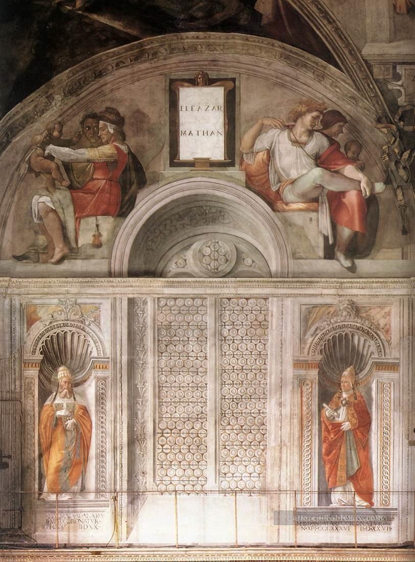 Chapelle Sixtine Lunette et Papes Haute Renaissance Michel Ange Peintures à l'huile